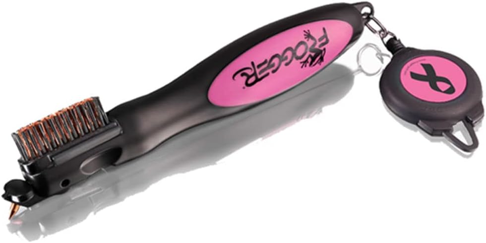 Frogger BrushPro Golf Club Cleaner with Ergonomic Grip and Retractable Cord | Sturdy Golf Brush and Groove Cleaner with Advanced Scrub Cleaning Technology for Professional Golfers | Pink