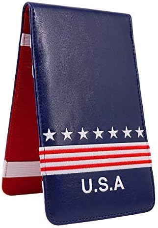Craftsman Golf USA Star Red Stripes Blue Pu Leather Scorecard & Yardage Holder Cover Also Available Customized Name Version