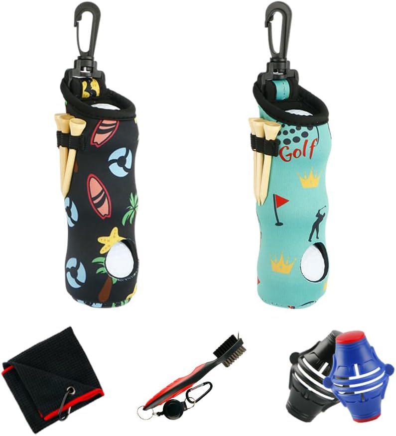 Golf Ball carry bag golf tee bag storage with hook portable waist bag can hold 3 balls and 3 tees Men and Women Golfer Gift