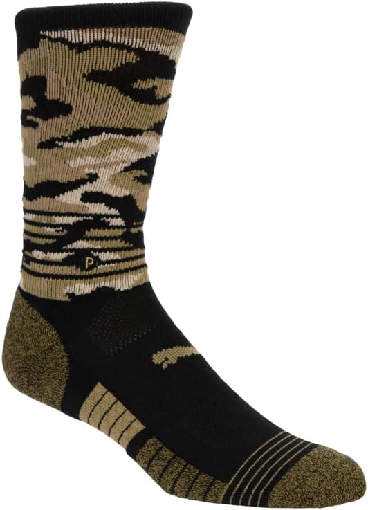 Puma Golf 2022 Unisex Tech Crew Sock (Unisex, Puma Black-Green Moss, 6-8.5)