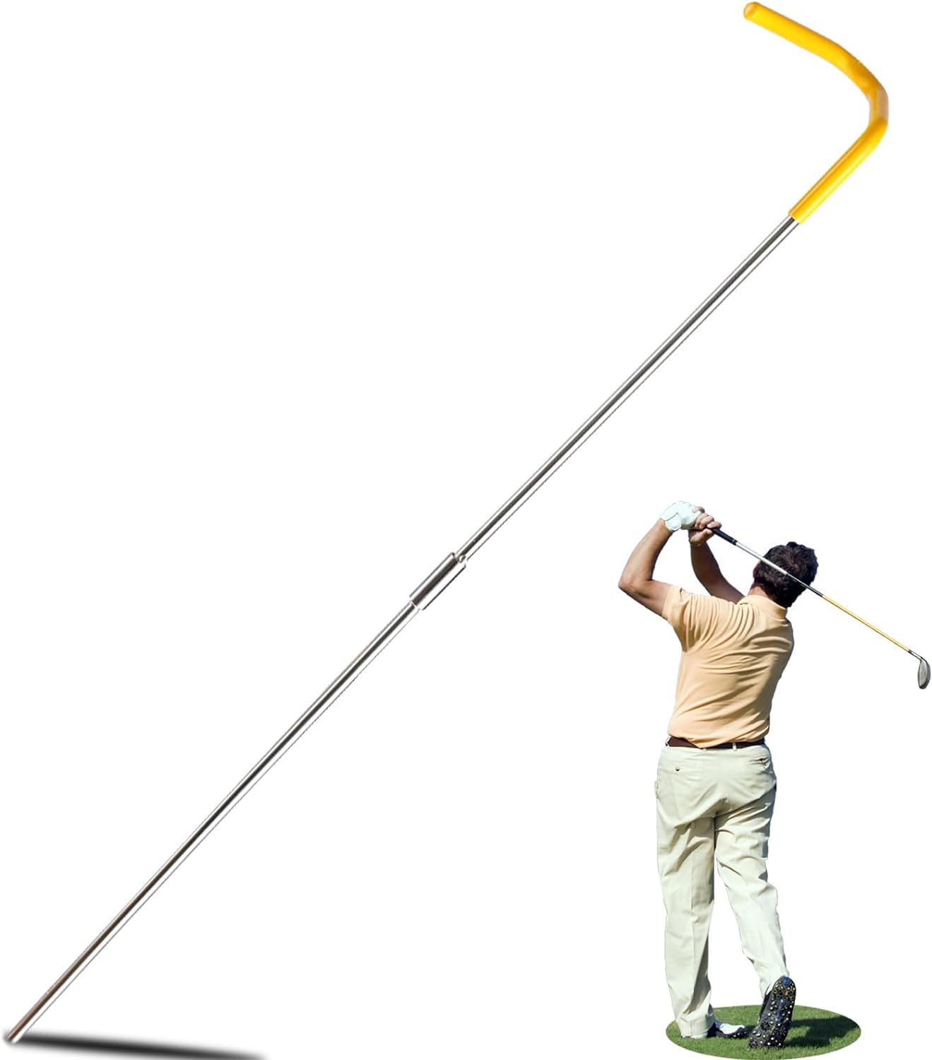 V-Shape Golf Club Stand, 34-Inch Long Sliver Stainless Steel Golf Club Holder for Golf Course Neatly Organizes Golf Clubs Conveniently