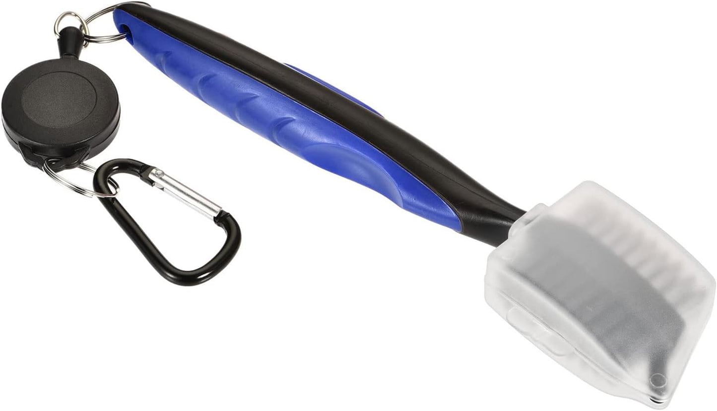 Golf Club Brush - Golf Club Groove Cleaner Zip-line Dual Sided Bristle Cleaning Tools with Cover Clip, Retractable, Apply to Outdoor (Blue)