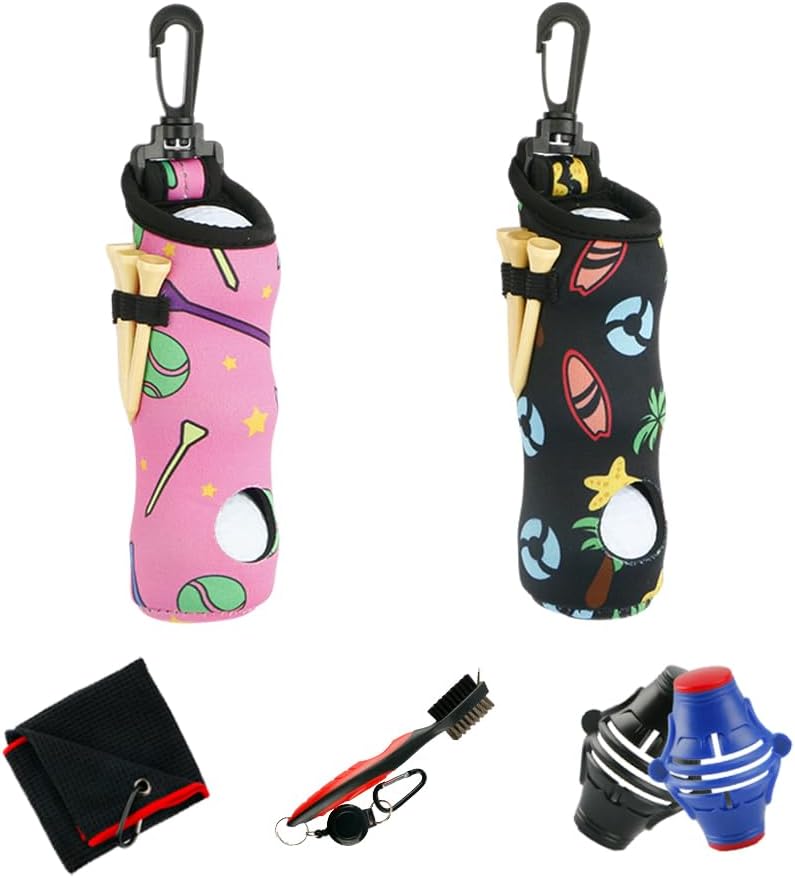 Golf Ball carry bag golf tee bag storage with hook portable waist bag can hold 3 balls and 3 tees Men and Women Golfer Gift