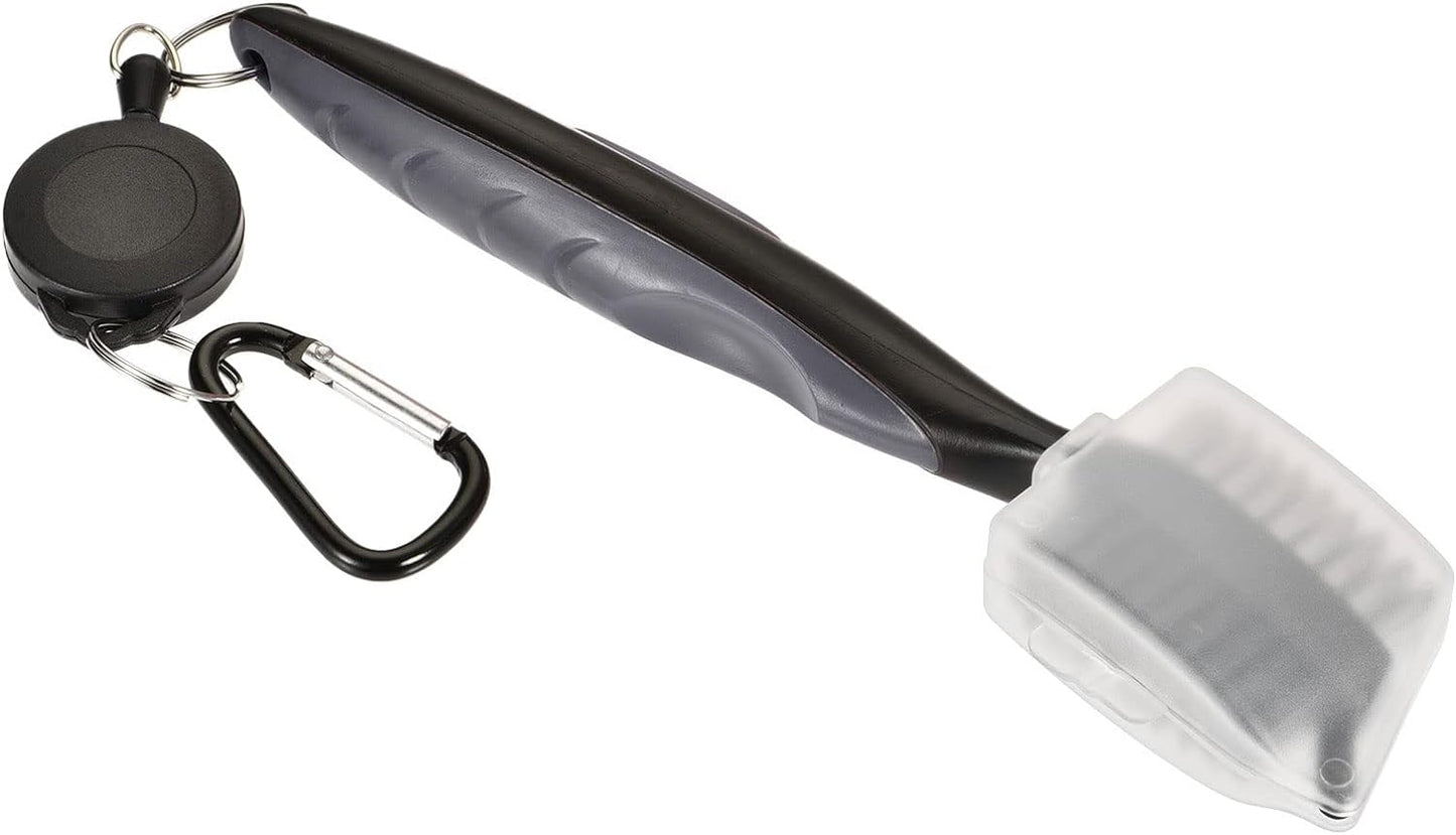Golf Club Brush - Golf Club Groove Cleaner Zip-line Dual Sided Bristle Cleaning Tools with Cover Clip, Retractable, Apply to Outdoor (Grey)
