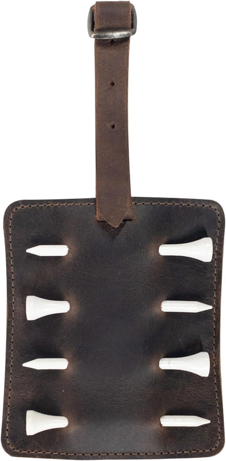 Hide & Drink, Rustic Golf Tee Hanger Handmade from Full Grain Leather - Adjustable Strap, Sports & Outdoors Accessories, Bourbon Brown