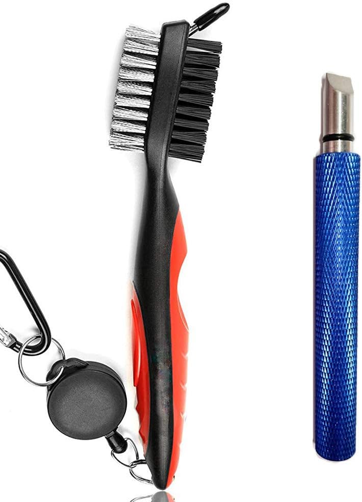Golf Tool Set, Golf Club Groove Sharpener and Retractable Golf Club Brush, Re-Grooving Tool and Cleaner for Wedges & Irons for Golfers, Practical Sharp and Clean Kits