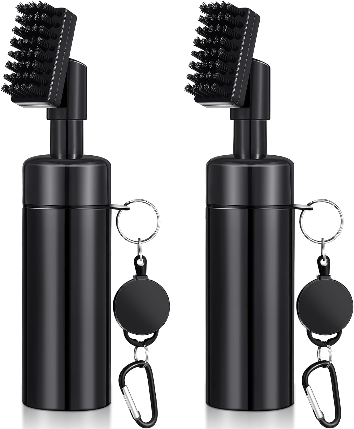 Golf Club Cleaner Brush, Water Spray Golf Cleaner Tool, Retractable Golf Cleaner Accessories with 4 oz of Bottle (Black,2 Pcs)
