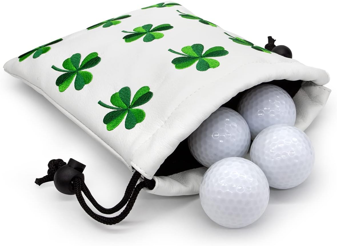 Golf Valuables Pouch, Leather Golf Tee Pouch with Drawstring Closure Golf Ball Tee Handbag Portable Golf Accessories