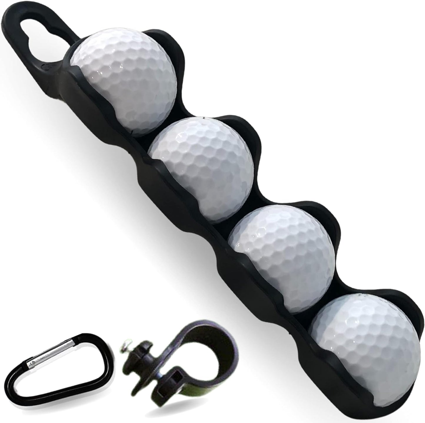 Golf Ball Holder - Holds 4 Golf Balls, Easy Attachment to Bag or Cart, Gift Accessories for Men and Women