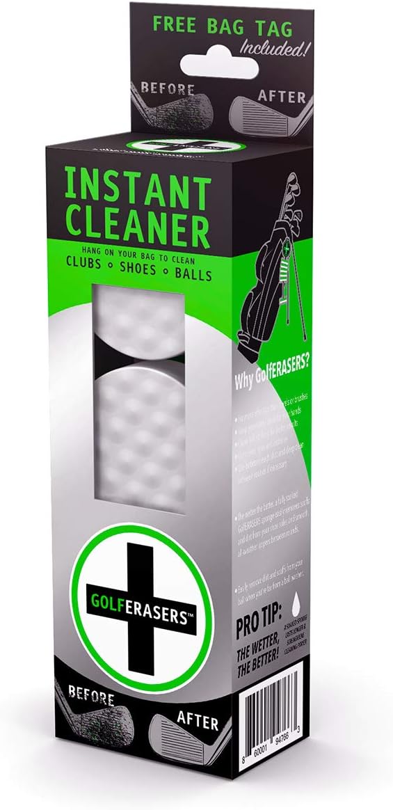 Instant Golf Eraser with Bag Tether, Premium Dual-Sided Sponge for Cleaning Clubs, Shoes & Golf Balls - Golf Club Cleaner, Golf Ball Cleaner, Golf Club Groove Cleaner, 6 Pack