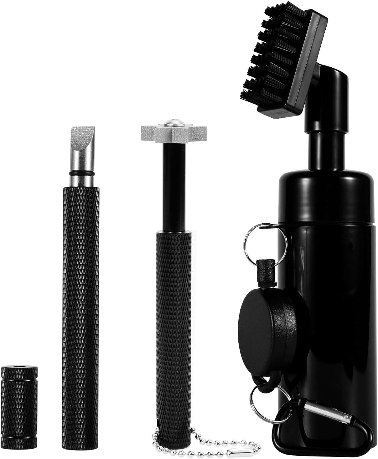 Golf Clean Tool Set, Golf Club Brush with Water Spray Bottle, Golf Club Cleaning Brush with 2pcs Golf Club Groove Sharpeners Golf Ball Cleaner Golf Cleaning Tool for Men Golf Lovers (Black)