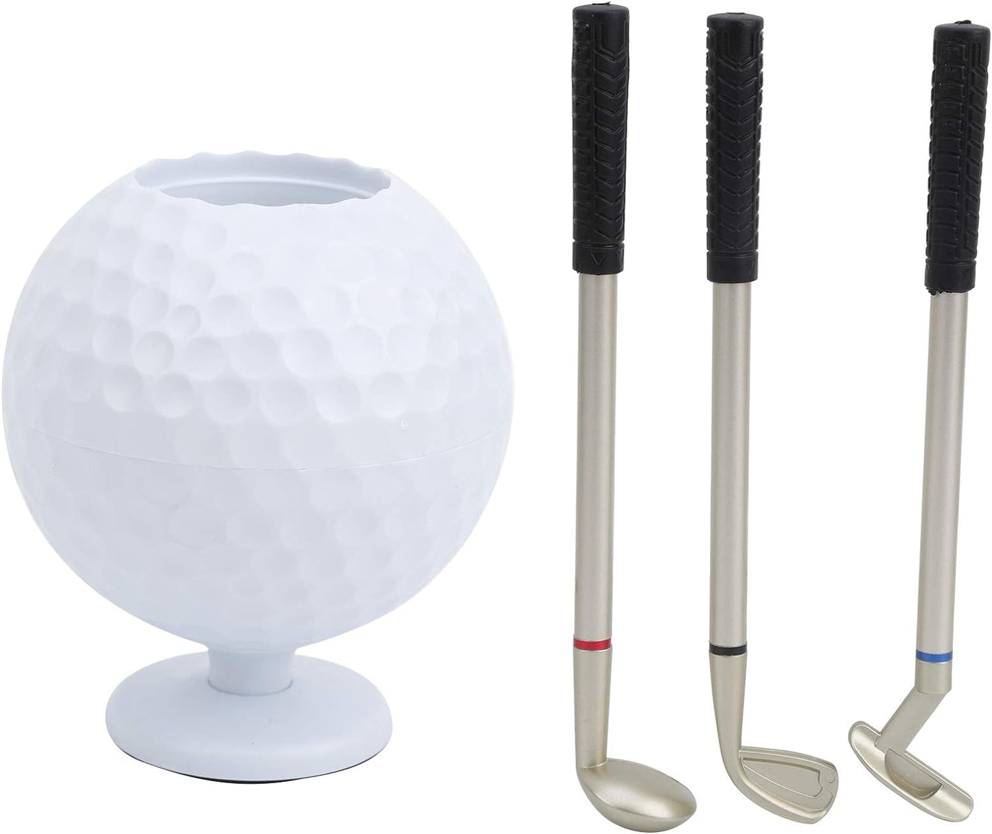 Golf Club Pens, Mini Desktop Golf Ball Pen Holder with 3 Golf Pan, Office Desk Accessories for Men, Golf Decor, Golf Club Holder