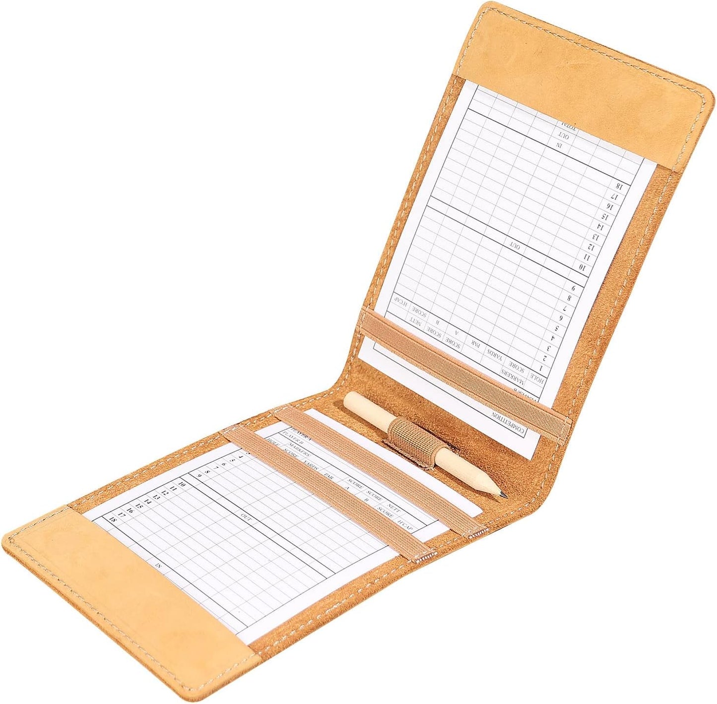 BIG TEETH Magnetic Golf Scorecard Yardage Holder Cover With10pcs Double-Sided Printed Golf Scorecard Score Sheets