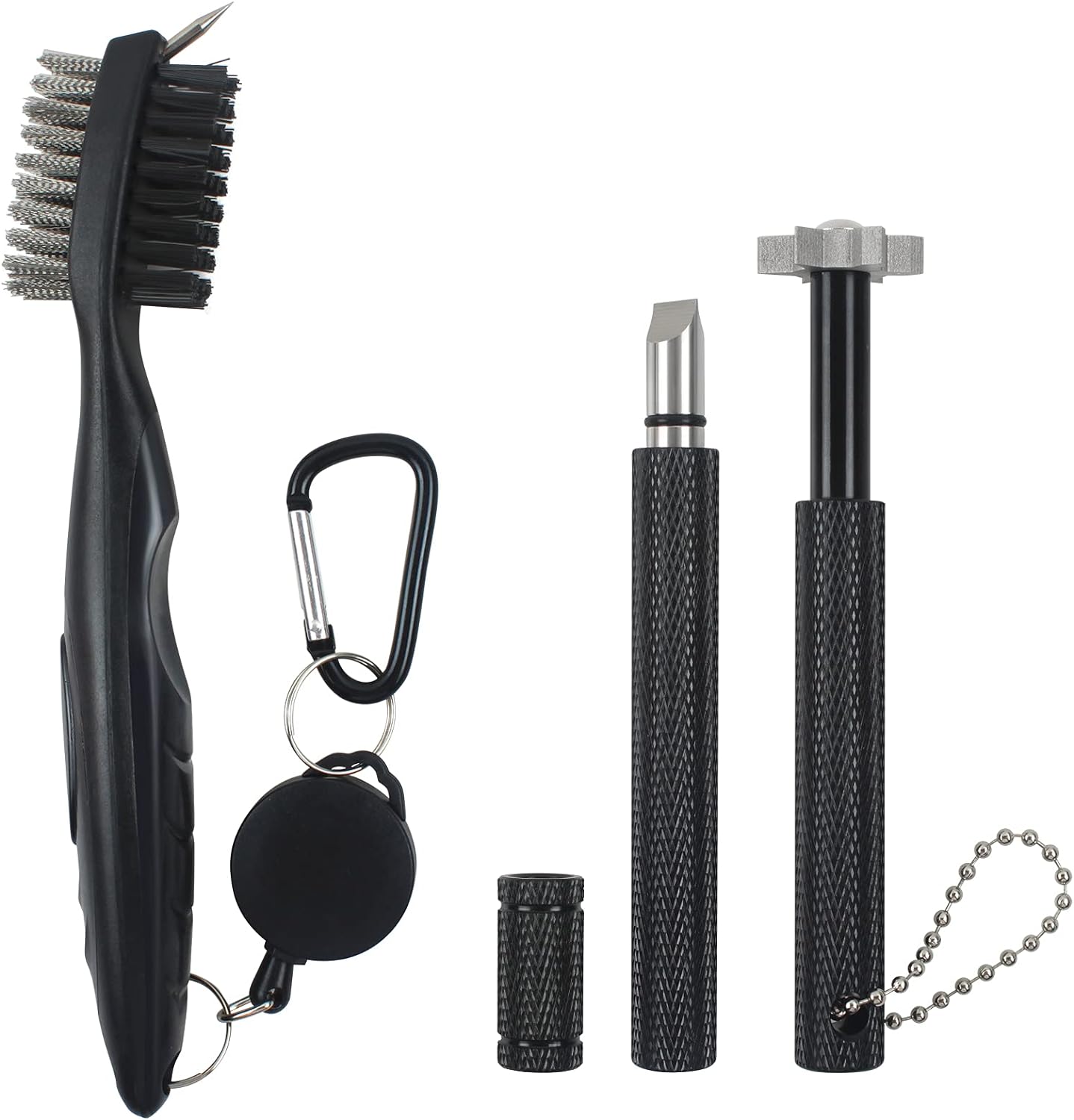 VIPMOON Golf Club Groove Sharpener Tool, Golf Club Brush Groove Cleaner with Retractable Zip-line Aluminum Carabiner, Wedge Groove Sharpener Golf for U & V-Grooves, Golf Gifts for Men