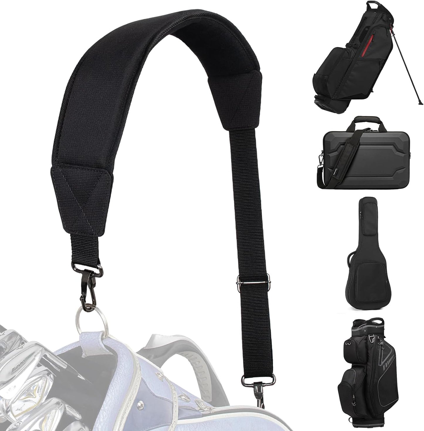 Golf Bag Shoulder Strap, Single Padded Adjustable Straps Universal Replacement