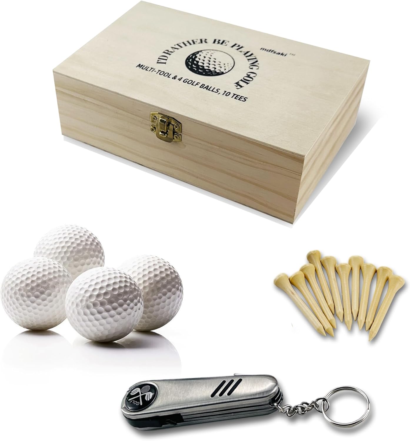 Golf Gift for Men and Women, Golf Club Accessories Kit Gift for Golfer Fans, Party Decorations, Personalised Golfers Wooden Storage Box, Masters Golf Item, Golf Balls Tee
