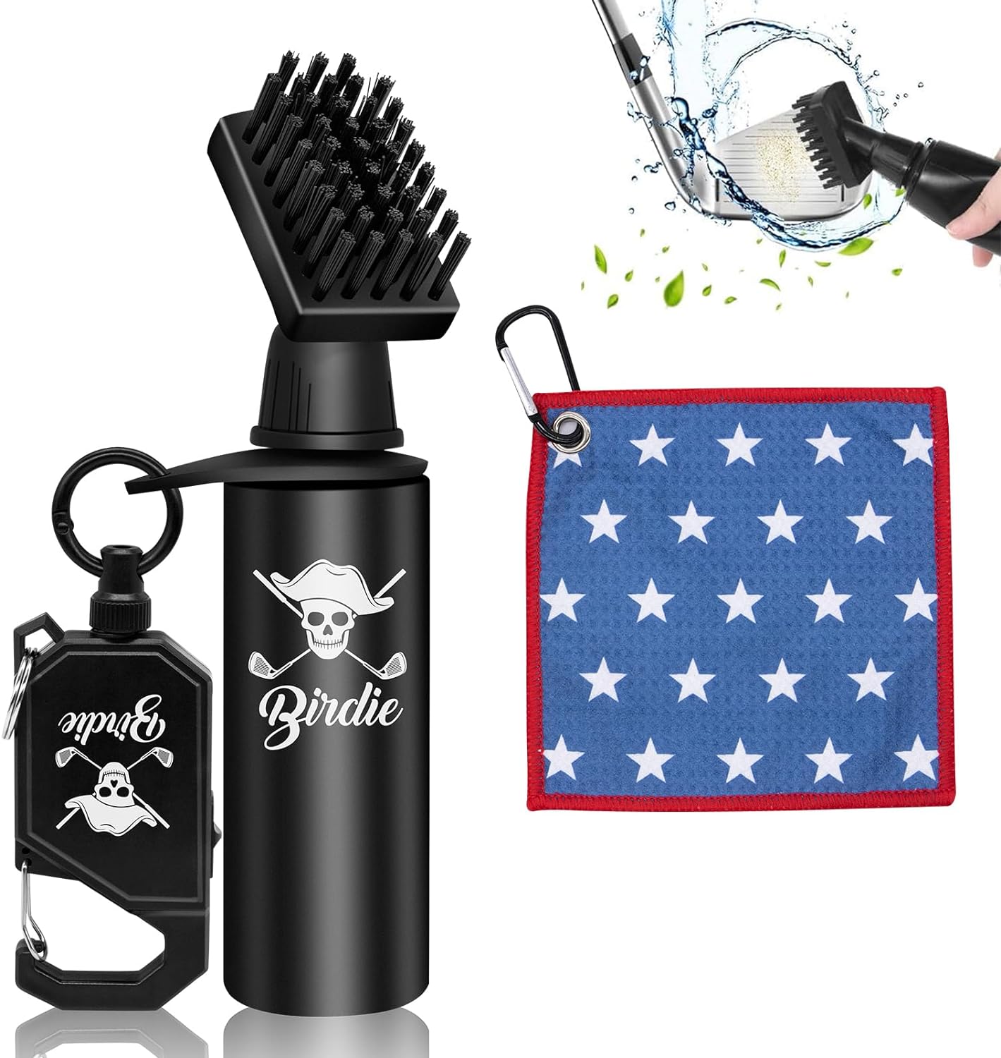 montela golf Club Cleaner Brush Golf Water Brush with Mini Towel Golf Brush Cleaning Golf Club & Ball Golf Club Cleaner Kit Golf Accessories for Gift for Men/Women