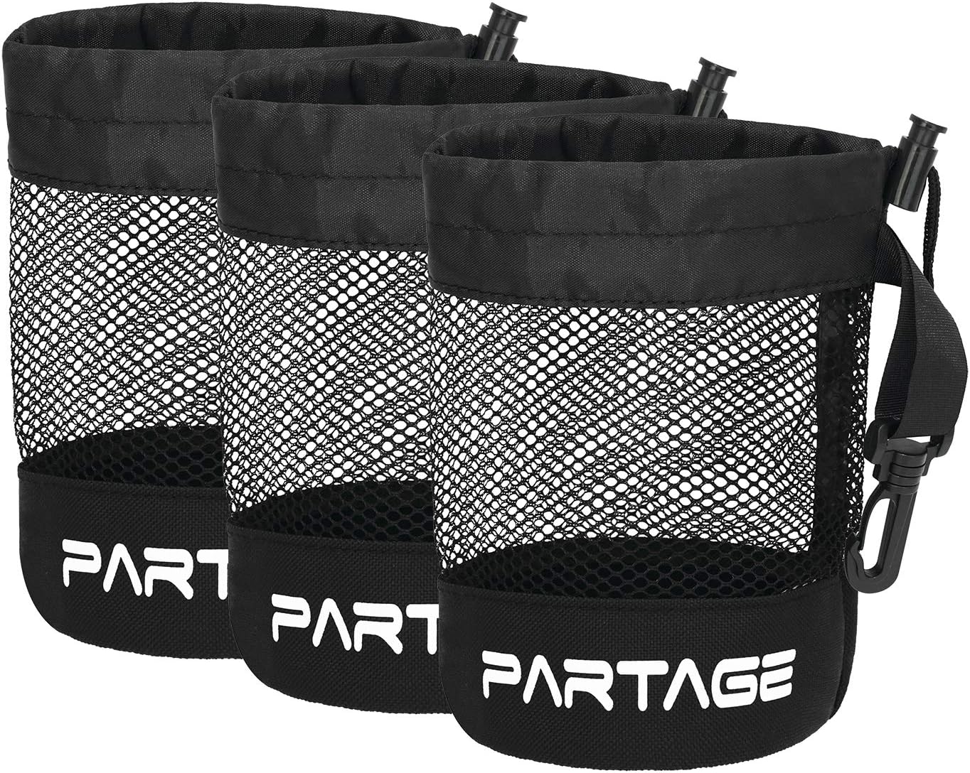 Partage 3 PCS Nylon Mesh Golf Ball Bags, Golf Pouch Bags