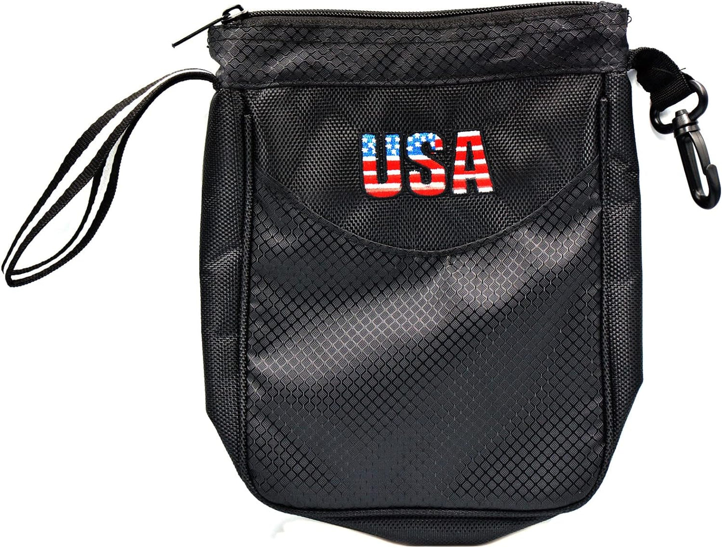 Golf Pouch Bag for Valuables Tee Pouch Golf Pouch Handbag Zippered Pocket Gear Clip Hook to Bag Portable Hook Waterproof and Wear Resistant