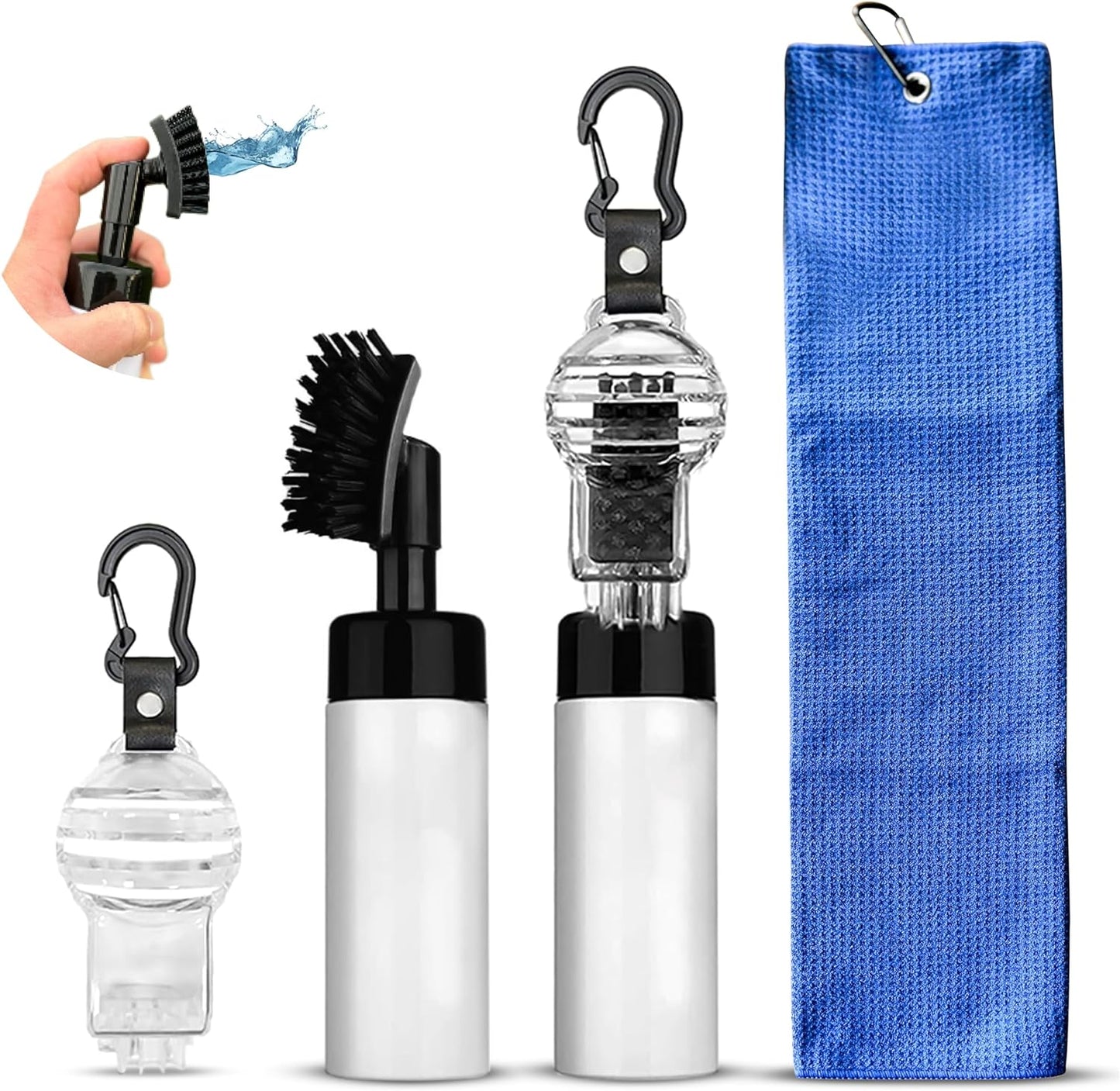 The Ultimate Golf Club Cleaner Brush with Water- Microfiber Golf Towel- Golf Water Brush- Portable Spray Bottle with Bristles- Anti-Leak Spray Bottle- Holds 5oz of Water