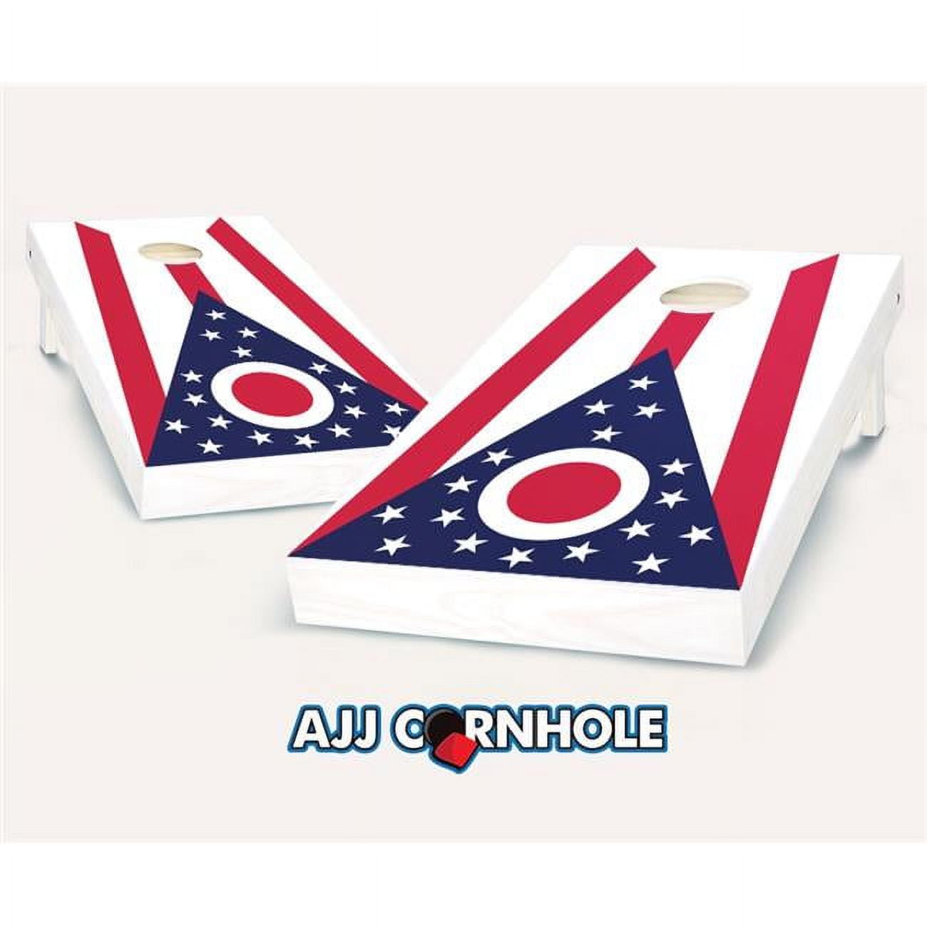 AJJCornhole 107-OhioFlag Ohio Flag Theme Cornhole Set with Bags - 8 x 24 x 48 in.