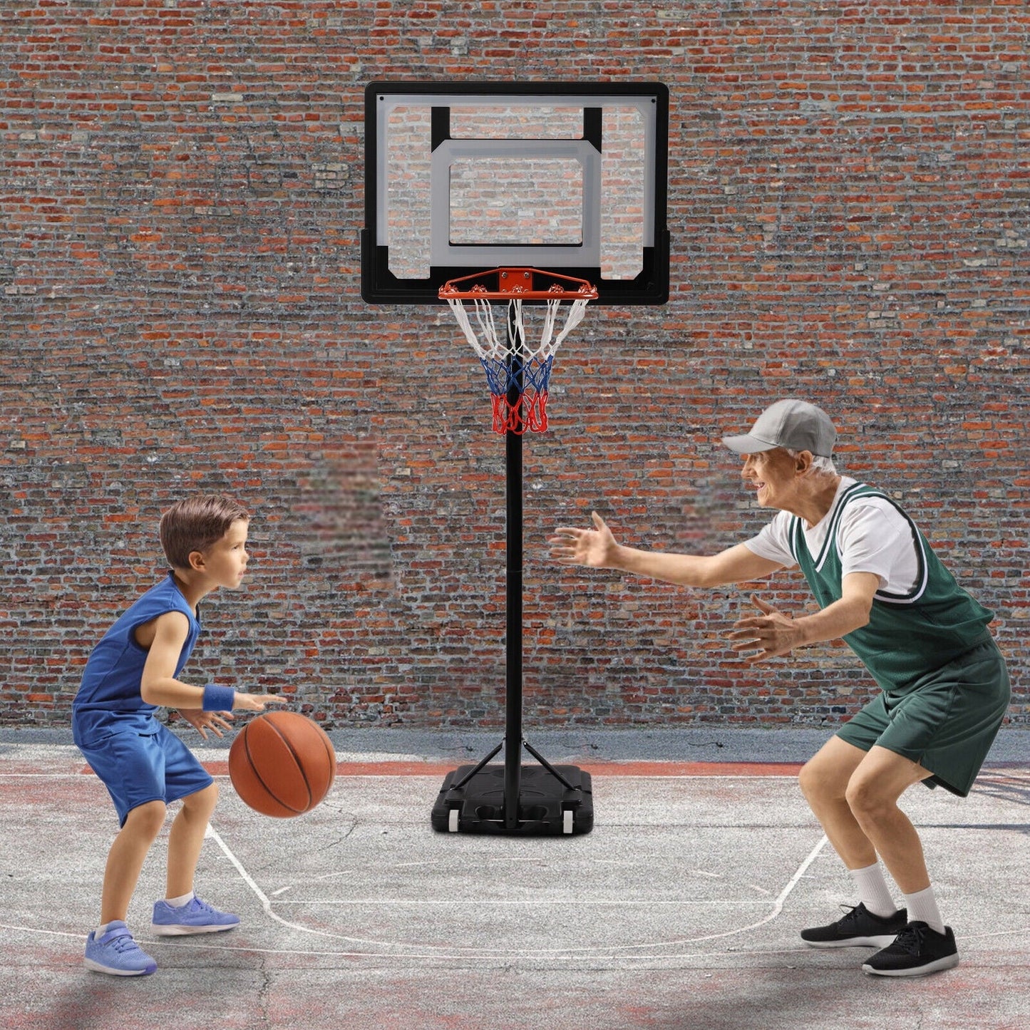 Adjustable Basketball Hoop Stand Kids Goal System Outdoor Sports Toy Gift White