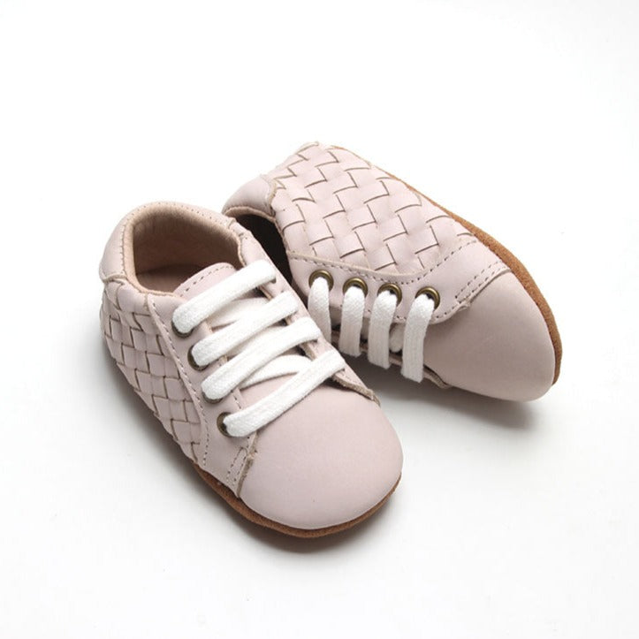 Consciously Baby Leather Woven Sneaker | Color 'Dusty Pink' | Soft Sole