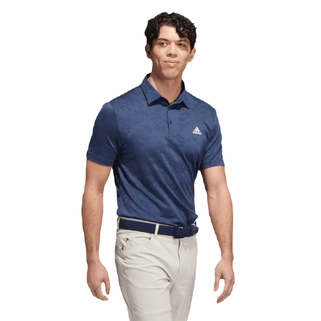Adidas Jacquard Golf Polo Shirt - Navy
