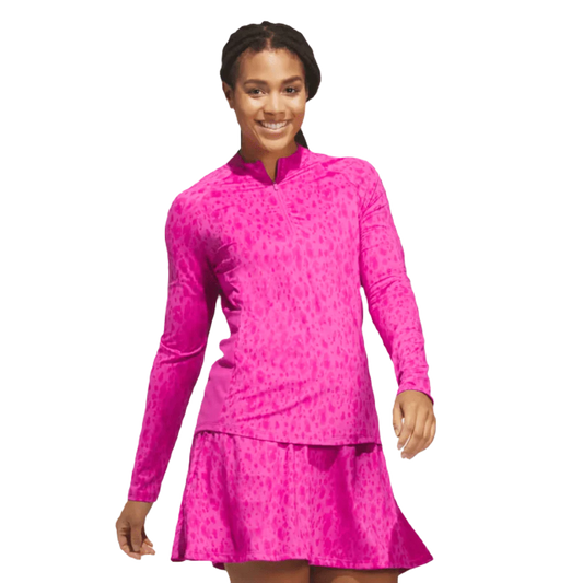 Adidas Ladies Ultimate365 Printed 1/4-Zip- Pink