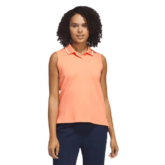 Adidas Ladies Go-To Piqué Sleeveless Golf Polo Shirt - Orange