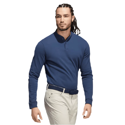 Adidas Go-To Long Sleeve Henley Polo Shirt - Navy