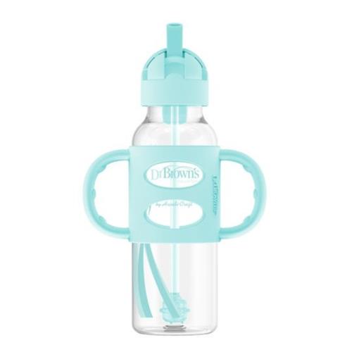 Dr. Brown’s Milestones 6M+ Sippy Straw Bottle with Silicone Handles, 9 oz