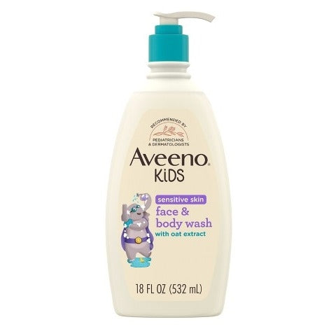 Aveeno Kids Sensitive Skin Face & Body Wash With Oat Extract, Gently Washes Without Drying - 18 fl oz