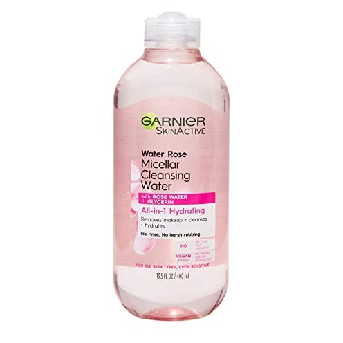 Garnier SkinActive Micellar Cleansing Water with Rose Water and Glycerin, All-in-1 Hydrating, For Normal to Dry Skin, 13.5 Fl Oz