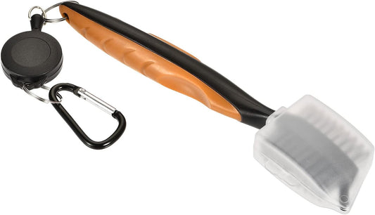Golf Club Brush - Golf Club Groove Cleaner Zip-line Dual Sided Bristle Cleaning Tools with Cover Clip, Retractable, Apply to Outdoor (Orange)