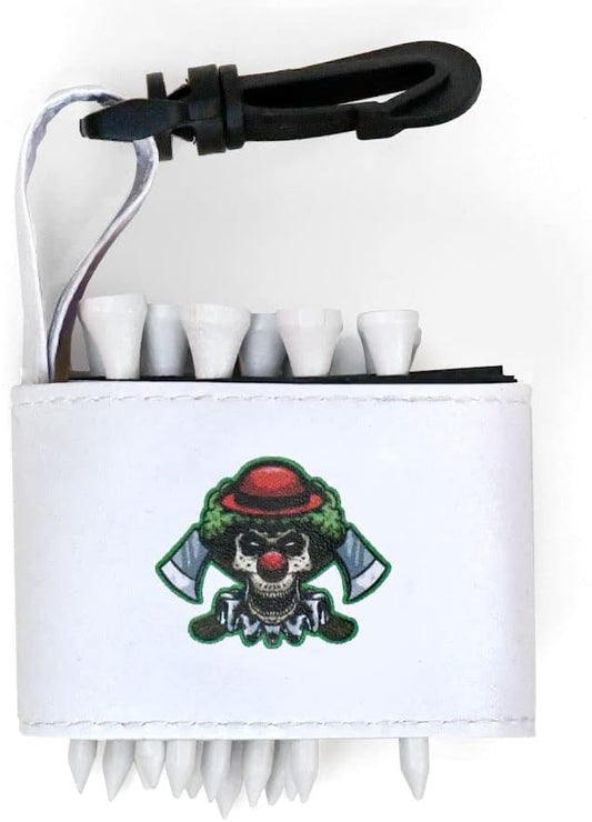 GOLF BALL DIVERS Marine Vinyl Water Proof Tee Bagger Clip on Golf Tee Holder with Tees - Clown/Skull/Zombie Theme
