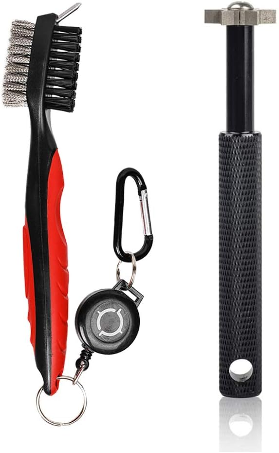 HIFROM Golf Accessories Set - Golf Club Groove Sharpener with Retractable Cord Golf Club Brush/Groove Cleaner for Golf Clubs