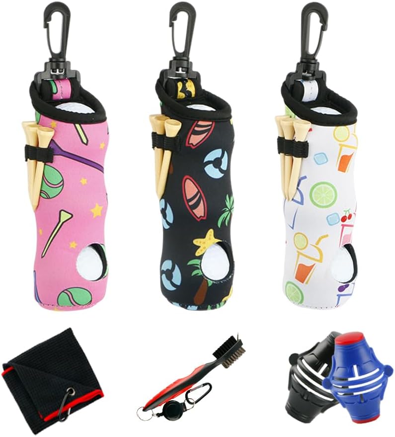 Golf Ball Carry Bag Golf tee Bag Storage with Hook Portable Waist Bag can Hold 3 Balls and 3 tees Men and Women Golfer Gift