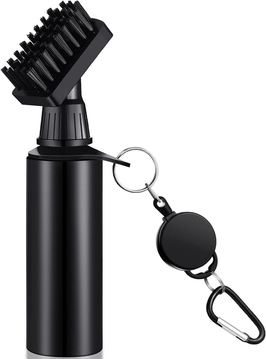 Meanplan Golf Clubs Cleaning Water Brush, Retractable Aluminum Climbing Hook Golf Club Groove Cleaner Brush, Nylon Brush Head and Squeeze Water Bottle Holds 4 Ounces of Water