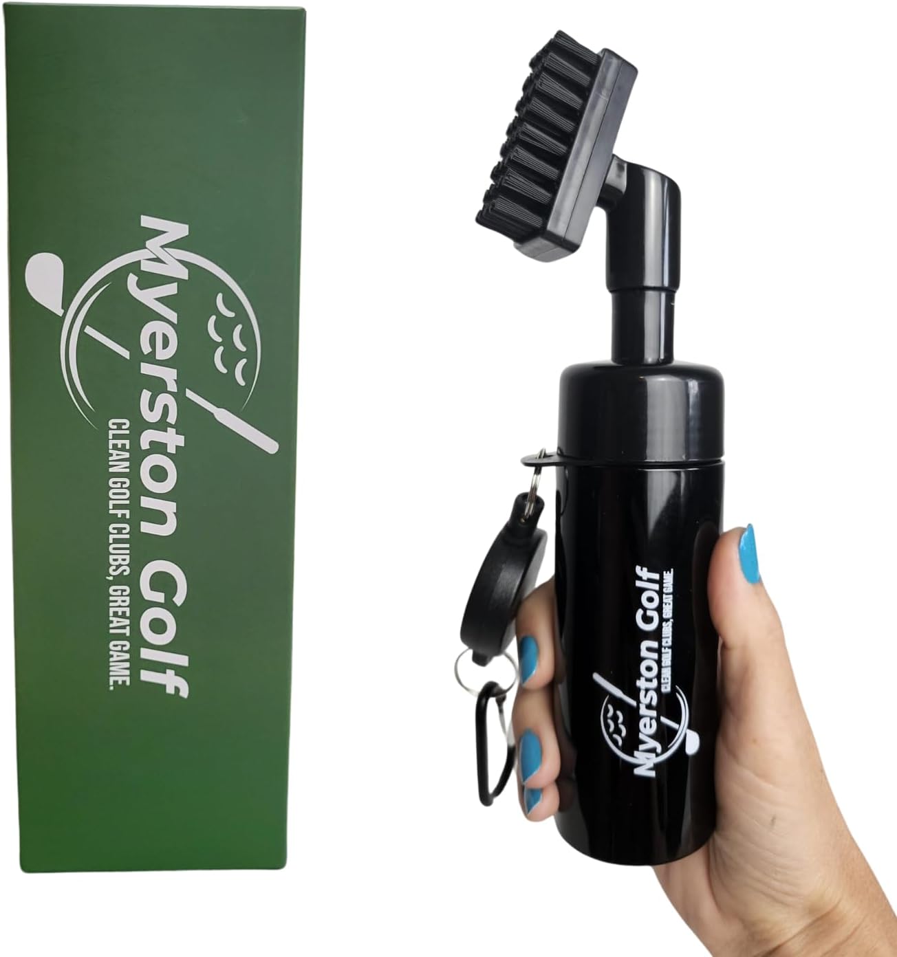 Golf Club Brush with Water - Retractable Hard Nylon Brush - Wide Cleaning Coverage - Anti Leak Reservoir Tube - Spray Bottle for Easy Cleaning - 7.5 inches - Holds 5 Ounces of Water