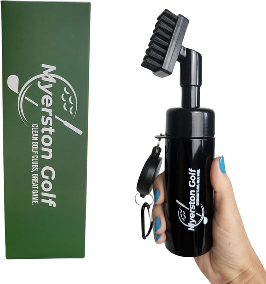 Golf Club Brush with Water - Retractable Hard Nylon Brush - Wide Cleaning Coverage - Anti Leak Reservoir Tube - Spray Bottle for Easy Cleaning - 7.5 inches - Holds 5 Ounces of Water