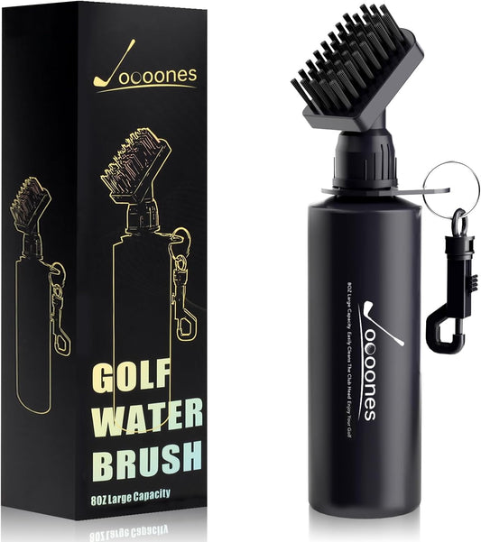 Golf Club Water Brush Holds 8 Ounces Water Leakproof Golf Cleaning Brush with Retainer Clip Wide Coverage Nylon Bristle Golf Accessories for Golfer Golf Competition Cleaning Golf Club Ball