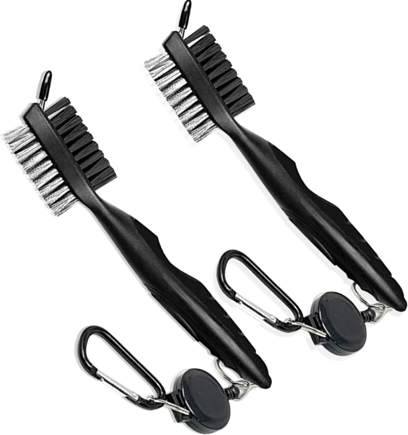 Golf Brush (2 Pack) - Cord and Clip Attachment for Bags and Carts, Club Cleaner Ideal for Woods and Irons - Golf Accesories for Men and Women
