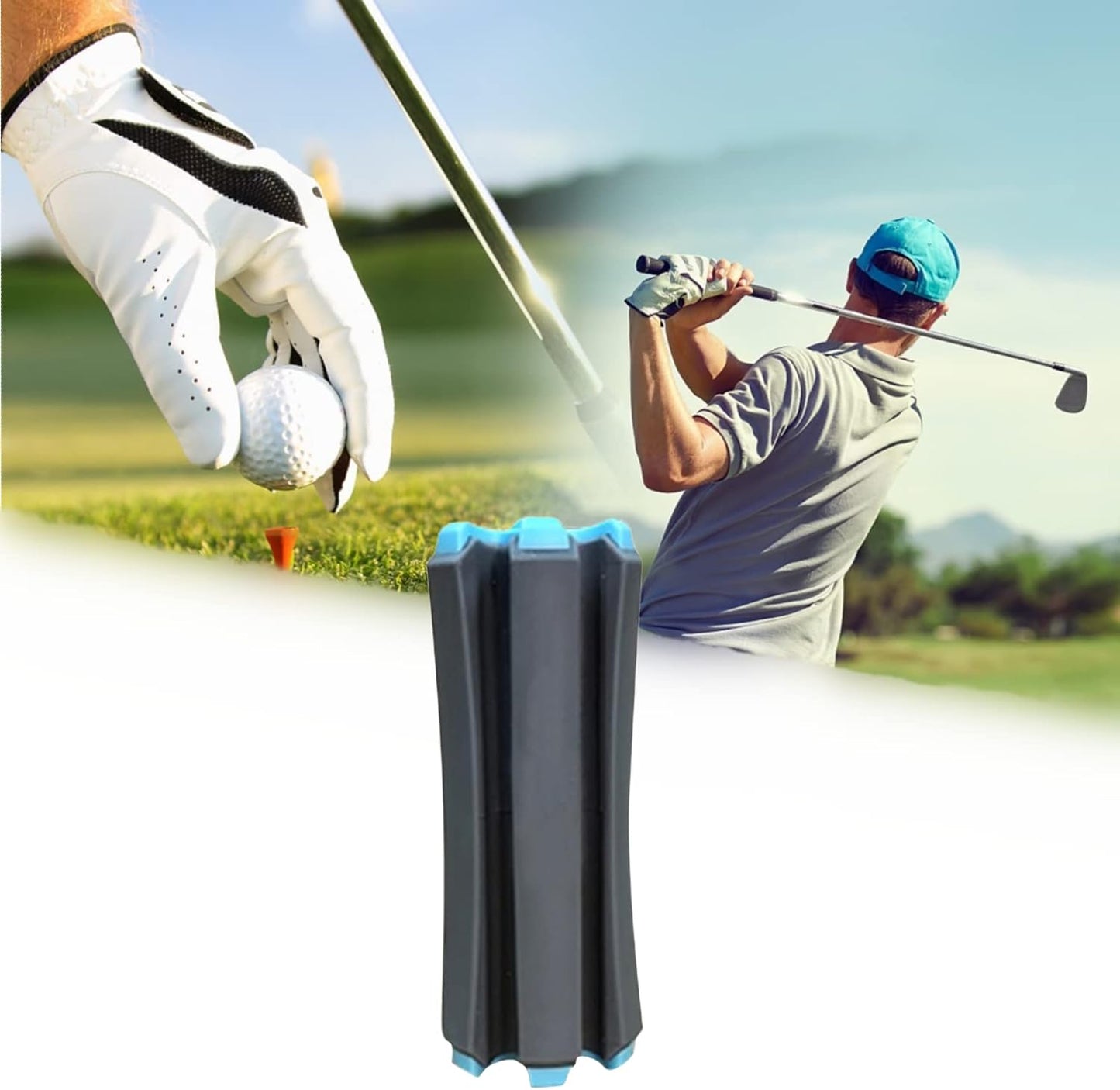 Portable Golf Club Retainer Easy to Carry Golf Club Holder Upright Golf Club Storage Rack Holds Up to 6 Golf Clubs Portable Golf Club Sockets Can Holds up 6 Golf Clubs 3 Tees and A Ball Marker