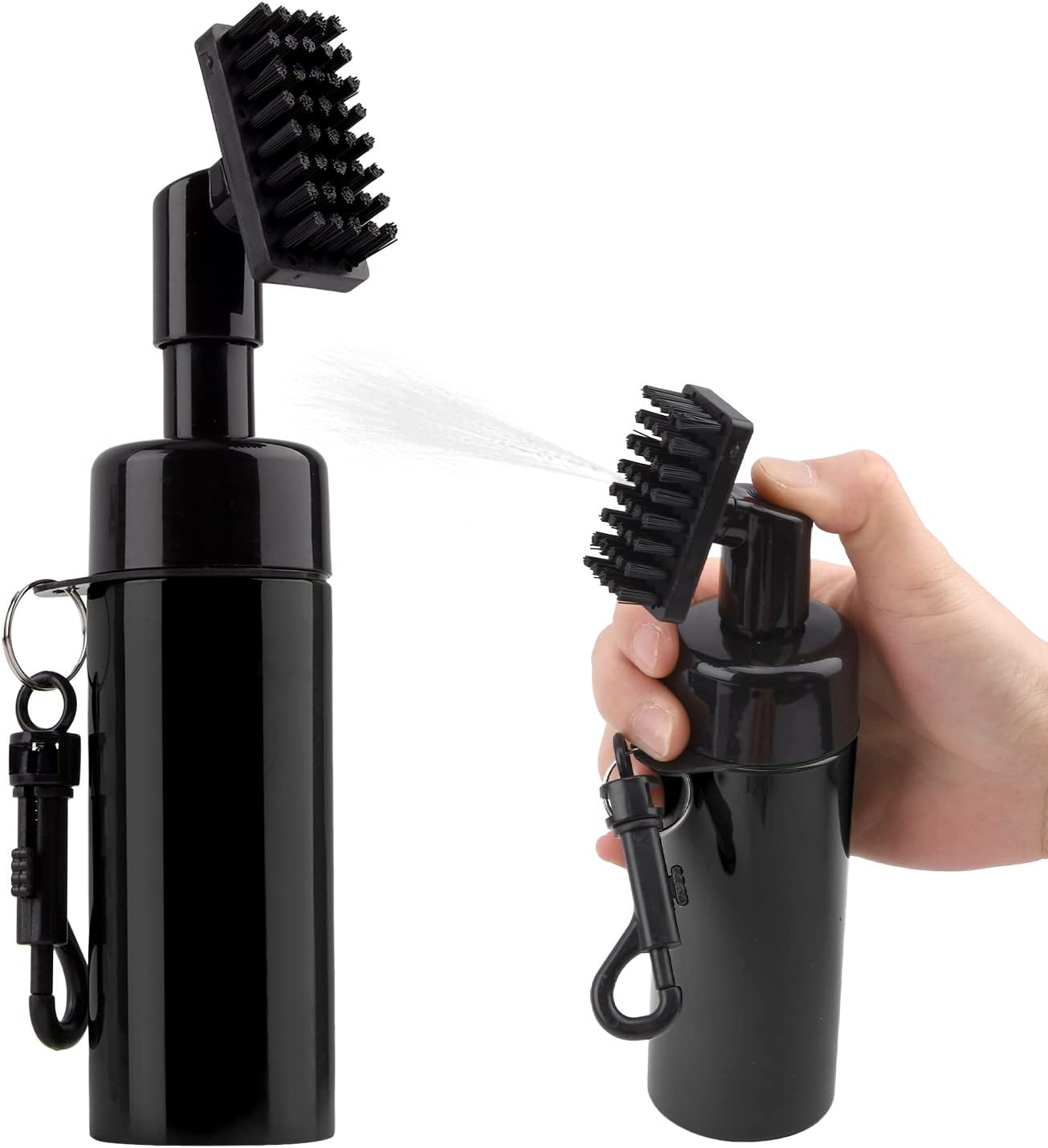 Golf Water Brush, Golf Club Cleaner Brush with 5 Ounces of Water, Golf Cleaning Brush with Nylon Bristles Head and Squeeze Water Bottle, Golf Cleaning Tool Accessories(Black)