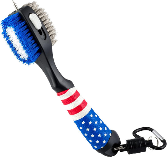 Practical Magnetic Clip Golf Brush - USA Flag Design for Any Golfer