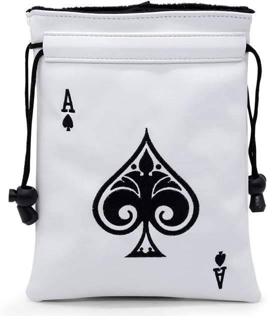 Montela Golf Valuables Pouch,Golf Pouch Bag with Drawstrings Golf Tee Bag Pouch Leather Golf Tee Pouch Golf Ball Bag for Men Women