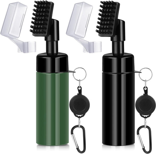 Golf Club Cleaner Brush with Retractable Zip-line Aluminum Carabiner and Squeeze Water Bottle, Holds 4 Ounces of Water, Golf Accessories for Men, Golf Gifts for Men