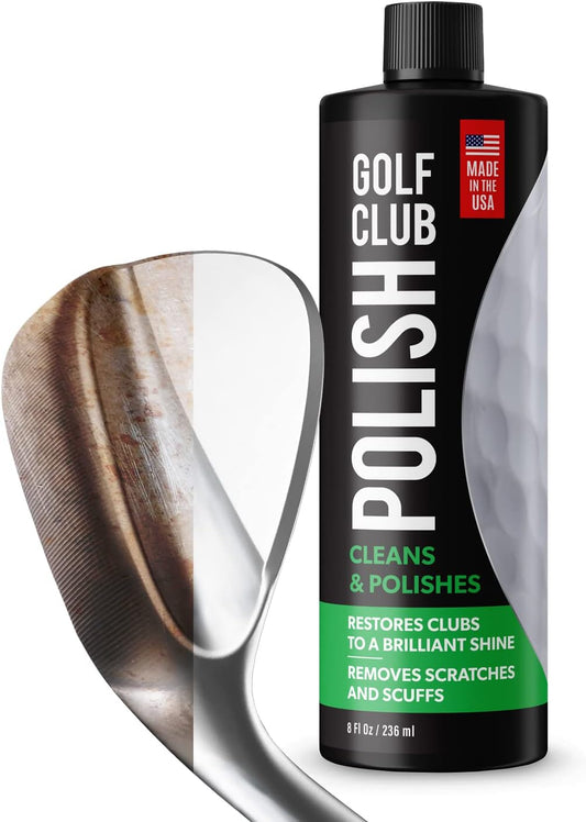 Golf Club Polish - Made in The USA Instant Golf Club Cleaner and Golf Club Scratch Remover - Cream Golf Club Polishing Kit/Golf Club Cleaning Kit - 8 oz of Metal Polish Compound