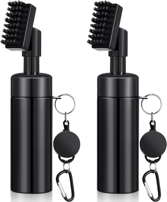 Golf Club Cleaner Brush, Water Spray Golf Cleaner Tool, Retractable Golf Cleaner Accessories with 4 oz of Bottle (Black,2 Pcs)